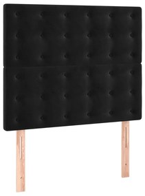 Pat box spring cu saltea, negru, 80x200 cm, catifea Negru, 80 x 200 cm, Nasturi de tapiterie
