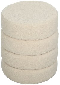 HOMCOM Taburet, rotund, teddy-fleece, până la 120kg, Φ40x45H cm, Bej | Aosom Romania