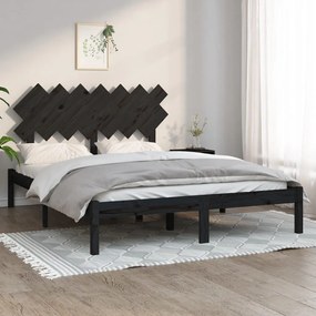 3104877 vidaXL Cadru de pat King Size, negru, 150x200 cm, lemn masiv