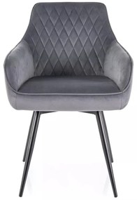 Scaun rotativ Marlo velvet gri/negru Blu14