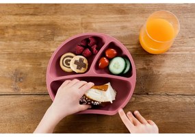 Farfurie pentru copii cărămizie din silicon 19x20,5 cm Dusky Pink – Kindsgut