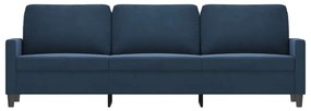 Canapea cu 3 locuri, Albastru, 210 cm, material catifea Albastru, 228 x 77 x 80 cm