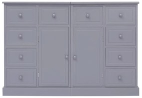 284176 vidaXL Servantă cu 10 sertare, gri, 113 x 30 x 79 cm, lemn