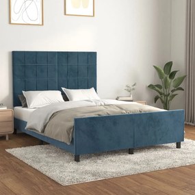 3125761 vidaXL Cadru de pat cu tăblie, albastru închis, 140x200 cm, catifea