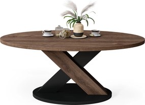 Mazzoni Măsuță de cafea ovală LOXA Stejar Maro / Negru - MĂSUȚĂ DE CAFEA 120x65 cm