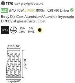 Mini stalp LED de exterior design modern ambiental IP65 SHADOW 45cm