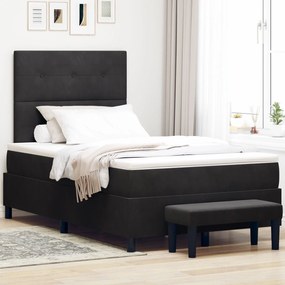 vidaXL Pat cu arcuri cu saltea cu headboard Negru 120 x 200 cm Catifea