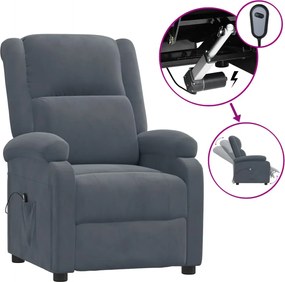 vidaXL Fotoliu rabatabil electric, gri închis, catifea