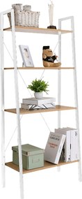 Etajera THEA, stejar/alb, DTD laminat/metal, 60x35x149 cm