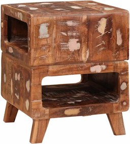 vidaXL Masă laterală cu raft Maro 40 x 40 x 49 cm Lemn recuperat masiv