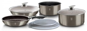 Set oale si tigai marmorate cu maner detasabil (9 piese) din aluminiu forjat Carbon Metallic Line Berlinger Haus BH 6148