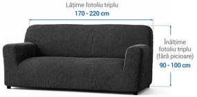 Huse bielastice COSTINA antracit fotoliu triplu (l. 170 - 220 cm)