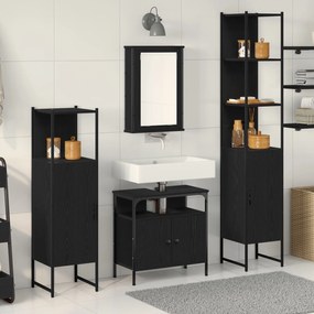 vidaXL Set de baie din 4 piese din lemn prelucrat, stejar negru
