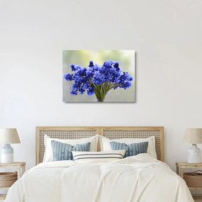 Tablou pe sticlă buchet cu flori albastre (70x50 cm)