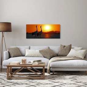 Tablou cu păsări în apus de soare (120x50 cm)