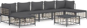 vidaXL Set mobilier de grădină cu perne, 8 piese, antracit, poliratan