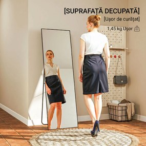 HOMCOM Oglindă Înaltă de Podea sau Perete pentru Dormitor și Cameră de zi, 40x4x150 cm, Negru | Aosom Romania