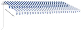 Copertina retractabila manual cu LED, albastrualb, 450x350 cm Albastru si alb, 450 x 350 cm