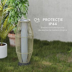 Outsunny Lampă Solară de Grădină cu Iluminare LED din Rattan, Gri | Aosom Romania