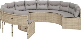 vidaXL Canapea de grădină cu perne, rotundă, bej, poliratan