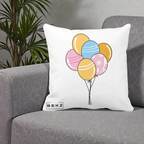 Perna Decorativa Baloane Petrecere, 40x40 cm, Alba Mata, Husa Detasabila, Perna Inclusa, BEKZ®