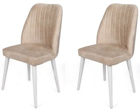 Set de scaune de sufragerie Alfa Beige and White, 2 buc.
