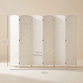 HOMCOM Paravan Decorativ pliabil cu 6 panouri, 240x170 cm, Negru | Aosom Romania