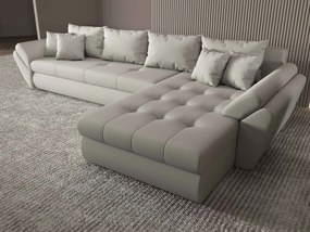 Colțar extensibil dumonde cu ladă de depozitare si sezut confortabil din spuma high-density, Loana XL Enjoy Beige II 335x185 cm