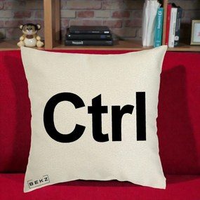 Perna Personalizata Tasta Ctrl Tipografie Bold, 40x40 cm, Ecru, Husa Detasabila, Perna Inclusa, BEKZ®