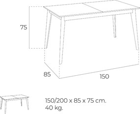Masa extensibila Walnut, 150-200x85cm AC-DT706