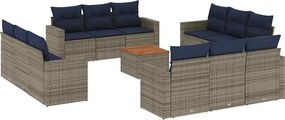 vidaXL Set mobilier de grădină cu perne, 13 piese, gri, poliratan