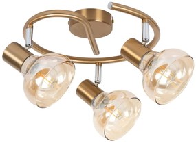 Lustra aplicata design modern Holly 3L auriu/amber