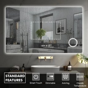 IREDA Oglindă de baie cu iluminare LED, 80 x 60 cm