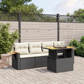 3271630 vidaXL Set mobilier de grădină cu perne, 5 piese, negru, poliratan