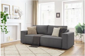 Canapea gri închis extensibilă cu tapițerie din catifea reiată 245 cm Nihad – Bobochic Paris