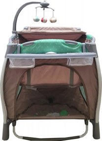 Patut Pliabil rotund cu balansoar, Tarc copii Baby Care™ PRO FRW, 2 Niveluri de inaltime, Cu melodii si Masa infasat, Carusel cu jucarii din plus,