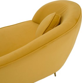 Canapea cu 2 locuri de design, ţesătură Velvet galbenă/gold crom auriu, EZIO TYP 2