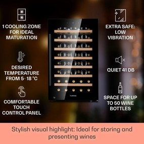Klarstein Barossa 50 Uno, răcitor de vin, 1 zonă, 120 litri/50 sticle, ecran tactil