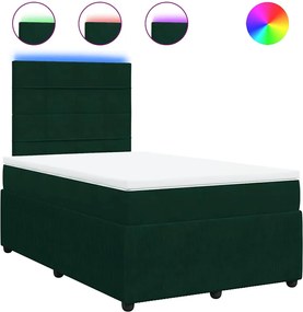vidaXL Pat box spring cu saltea, verde închis, 120x200 cm, catifea