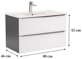 Dulap inferior Vario Trim 80 cu lavoar antracit-alb