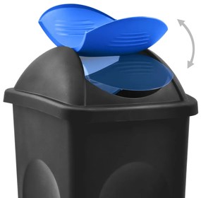 Cos de gunoi cu capac oscilant, negru si albastru, 60L Negru si albastru