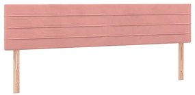 Pat box spring cu saltea, roz, 160x200 cm, catifea Roz, 160 x 200 cm, Benzi orizontale