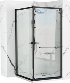 Cabina dus cu cadita de dus dreptunghiulara si usa batanta Rea Space In 80x100 negru mat