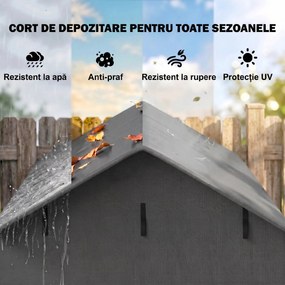 Outsunny Cort Garaj cu Intrare Rulabilă, Corzi și Țăruși, 1.1x2 m, Gri Închis | Aosom Romania