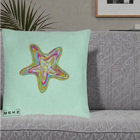 Perna Decorativa Stea de Mare Neon Curcubeu, 40x40 cm, Verde Menta, Husa Detasabila, Perna Inclusa, BEKZ®