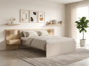 Pat ELISA 180 x 200 cm, casmir bej Saltele: Saltea Sommera 18 cm, Somiera pat: Fara somiera