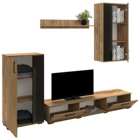 Biblioteca haaus Adria, Stejar Wotan/Negru, L 240 cm