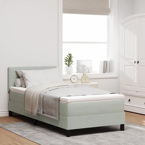 vidaXL Pat box spring cu saltea &amp; LED, gri deschis, 90x190 cm catifea