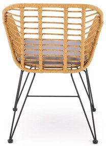 Scaun rattan K541 natur/gri