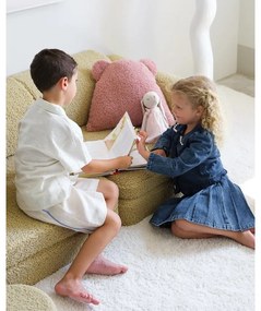 Pernă decorativă pentru copii roz cu tapițerie din țesătură bouclé Bear – Wigiwama